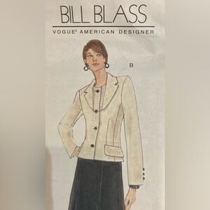 Sewing Pattern Vogue 1988Jacket Skirt Pants Bill Blass American Designer 6-10